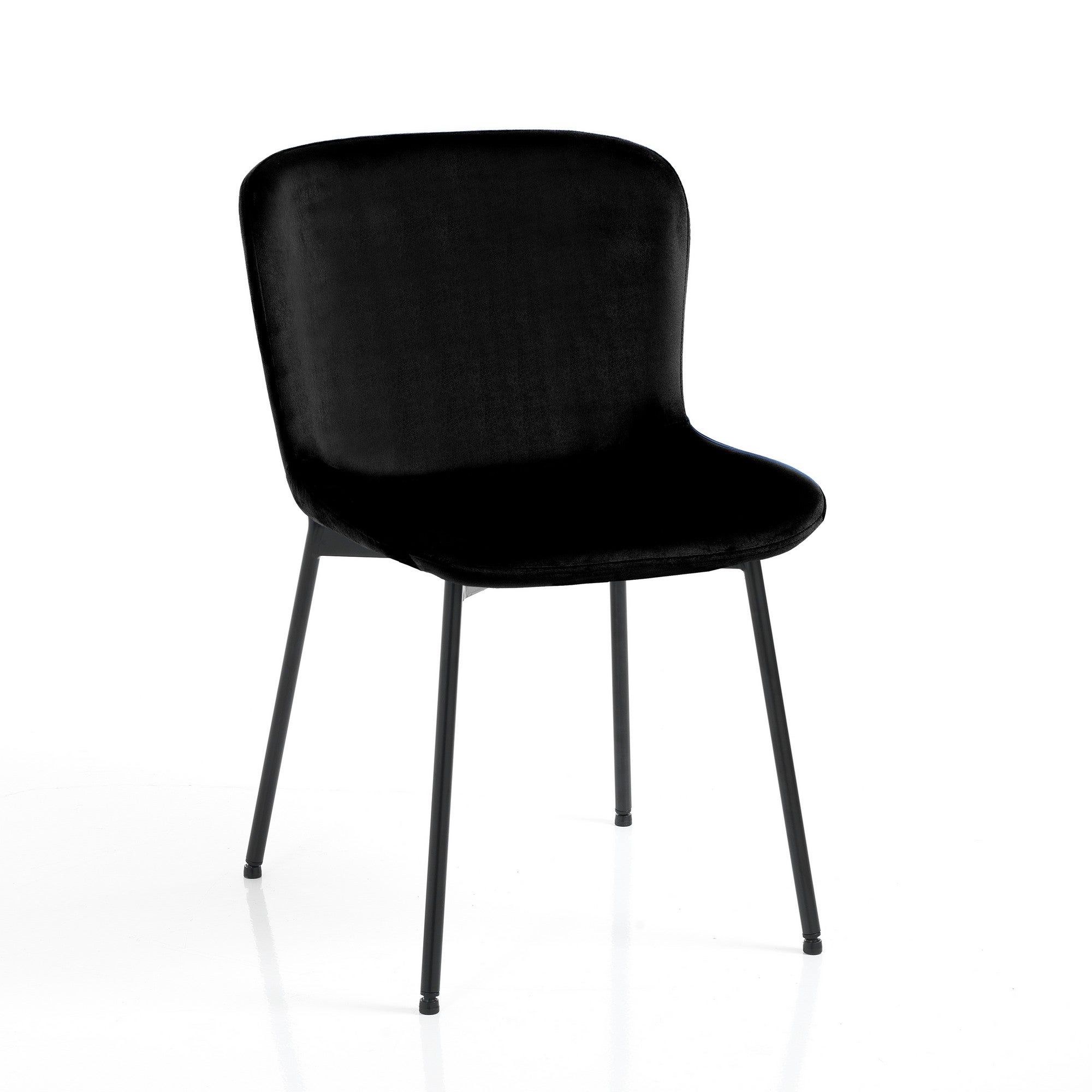 Zestaw 4 krzeseł SNUG VELVET BLACK – czarny aksamit, czarny metal, stylowe wnętrza