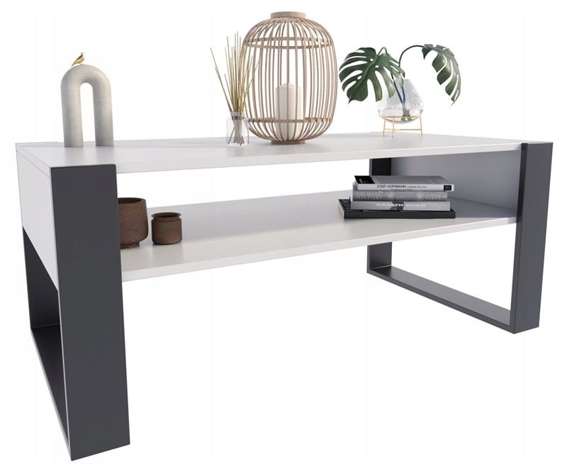 Ława stolik kawowy KAJA 120cm biały-czarny loft