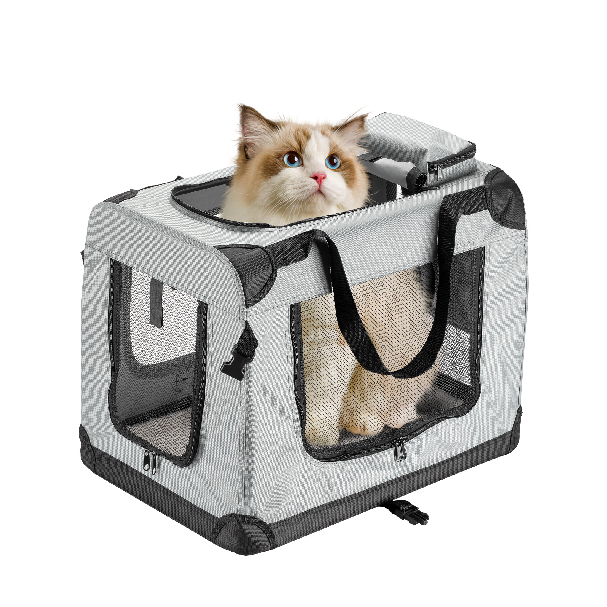 Trasportino Pieghevole Per Animali Wiltec - Taglia S 42x36x41cm, Nero Con Cuscino - Foto 8