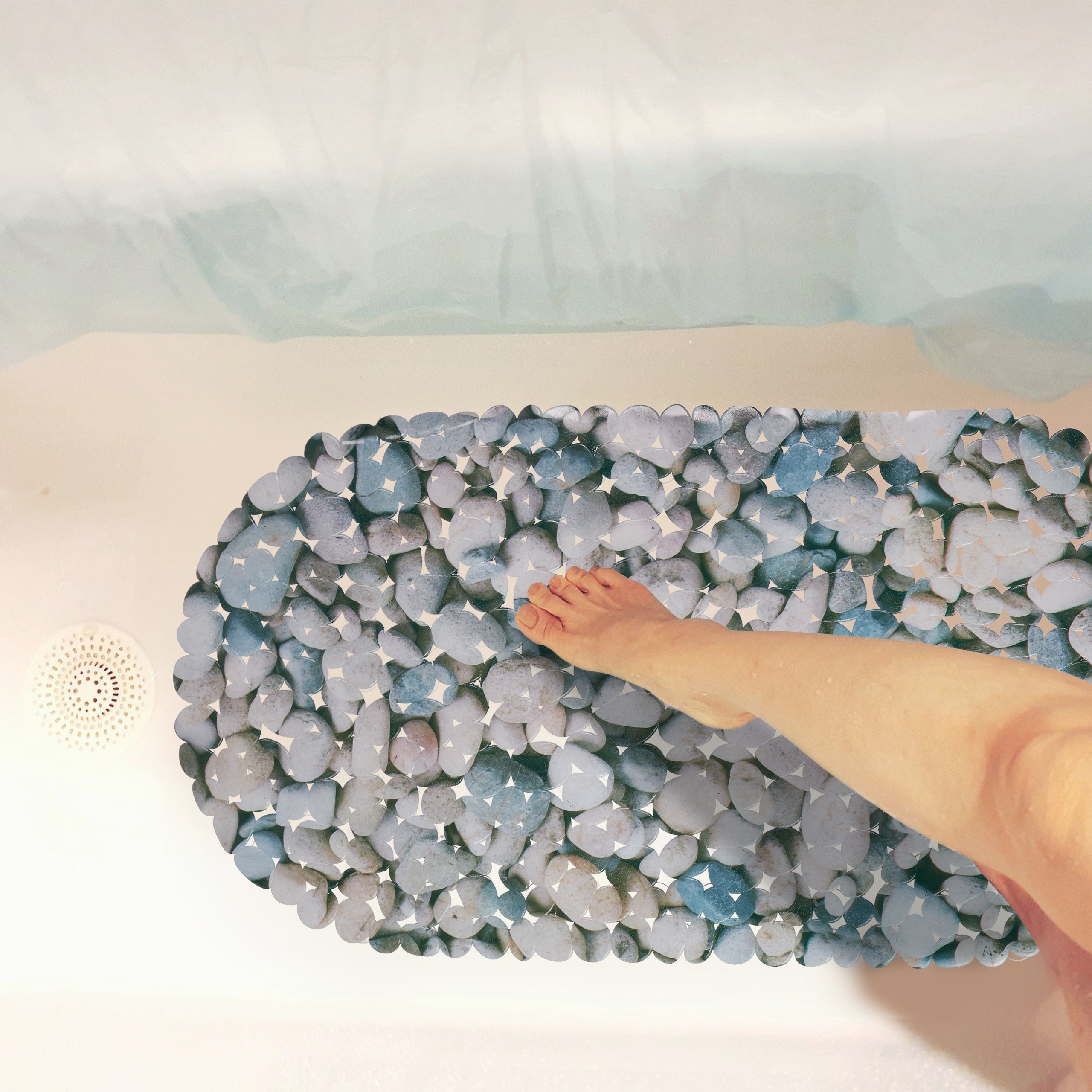 Tapis de bain pour baignoire aspect pierre antidérapant avec ventouses lavable 36 x 68 cm, Relaxdays - 5