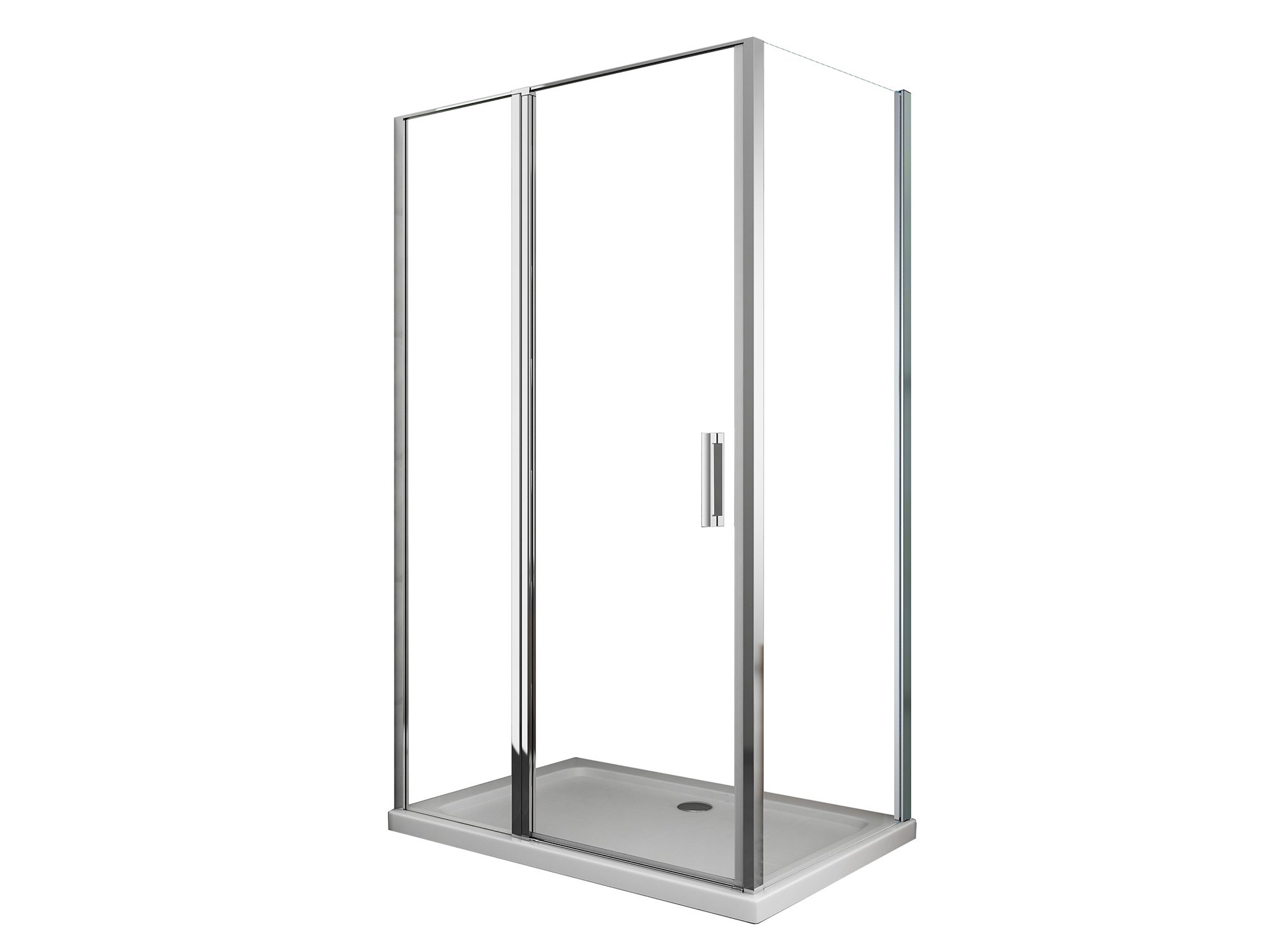 NALA Box doccia angolare parete fissa e porta battente e fisso in linea vetro 6 mm reversibile Misura Fisso 76,5-79 porta 117-120 (50+70) - 4