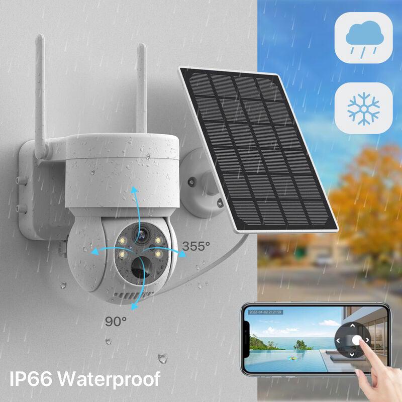 Camera de surveillance exterieur solaire WiFi PTZ 1080P PIR Detection humaine avec Batterie rechargeable 7800mAh avec Carte SD 64G - 5