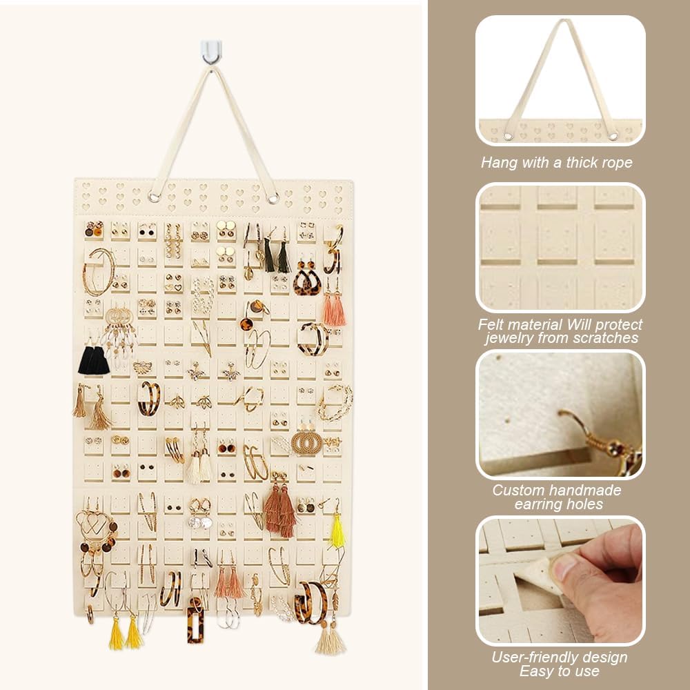 Organisateur Bijoux Suspendu 57cmx35cm,Rangement Boucle D'Oreille Murale,Presentoir Bijoux,Portant Boucles D'Oreilles Mural - 3
