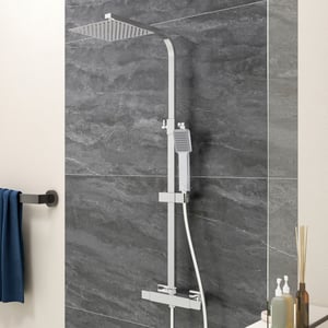 Colonne de douche thermostatique salle de bain douche carré chromé avec mitigeur réglable en AICA