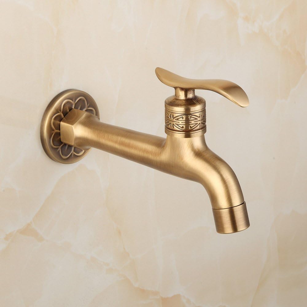 Mosiężny kran z uchwytem do prania, łazienkowy kran ścienny do pralki, zewnętrzny kran ogrodowy, prosty kran zimnej wody