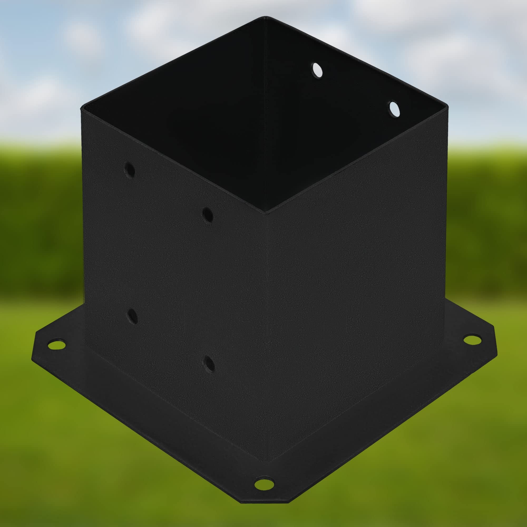 Support Poteau Bois - Acier Revêtu par Poudre - 140 x 140 mm - Noir - Pied de Poteau - Fixation Robuste - Résistant à la Corrosion KOTARBAU - 6