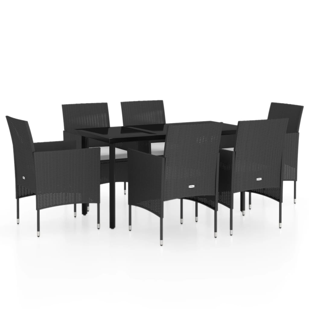 Ensemble de salle à manger de jardin avec coussins 7 pcs Noir 10 - 2