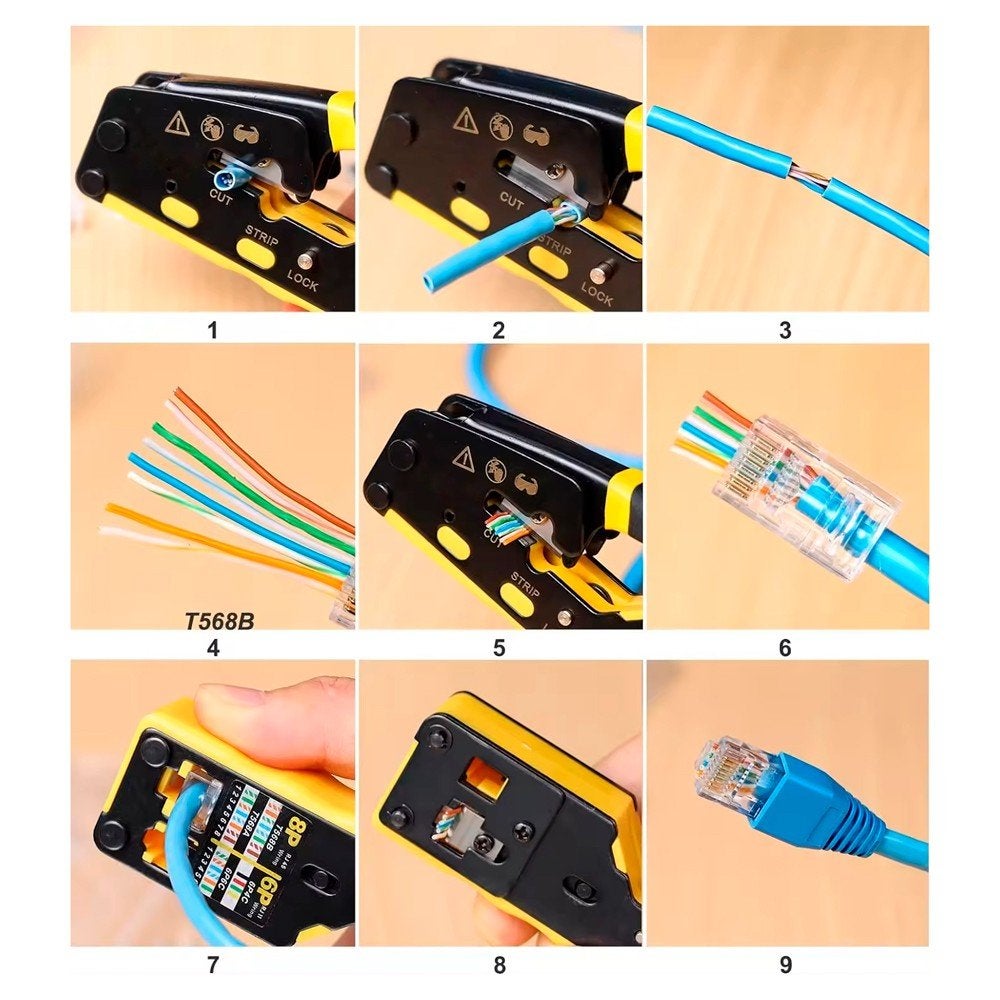 Alicate Crimpador RJ45/R11 Cortante de Exedentes 20 Conectores RJ45 ...