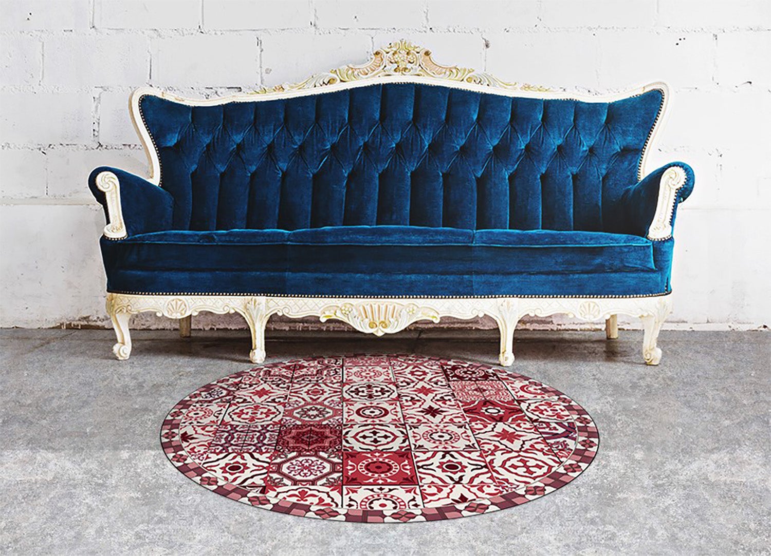 Passatoia in vinile mosaico portoghese chiaro, tappeto vinilico decor raffinato perfetto per interni 120x120 cm – Tulup - 2