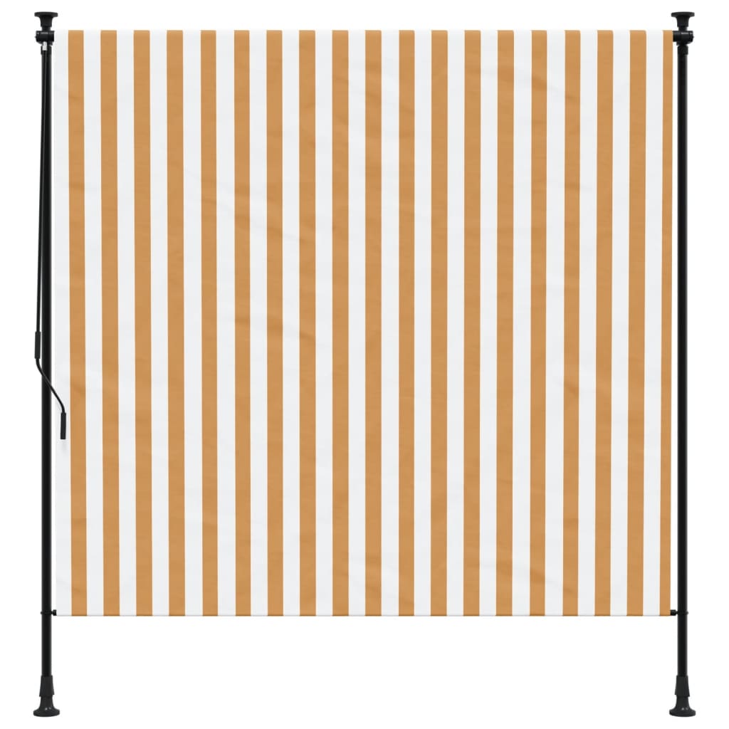 Store roulant d'extérieur orange et blanc 150x270cm tissu acier - 3