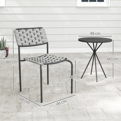 Set lounge extérieur 3 pièces polyrotin 2 chaises empilables + table gris – ComfortXL - COMFORTXL - 3