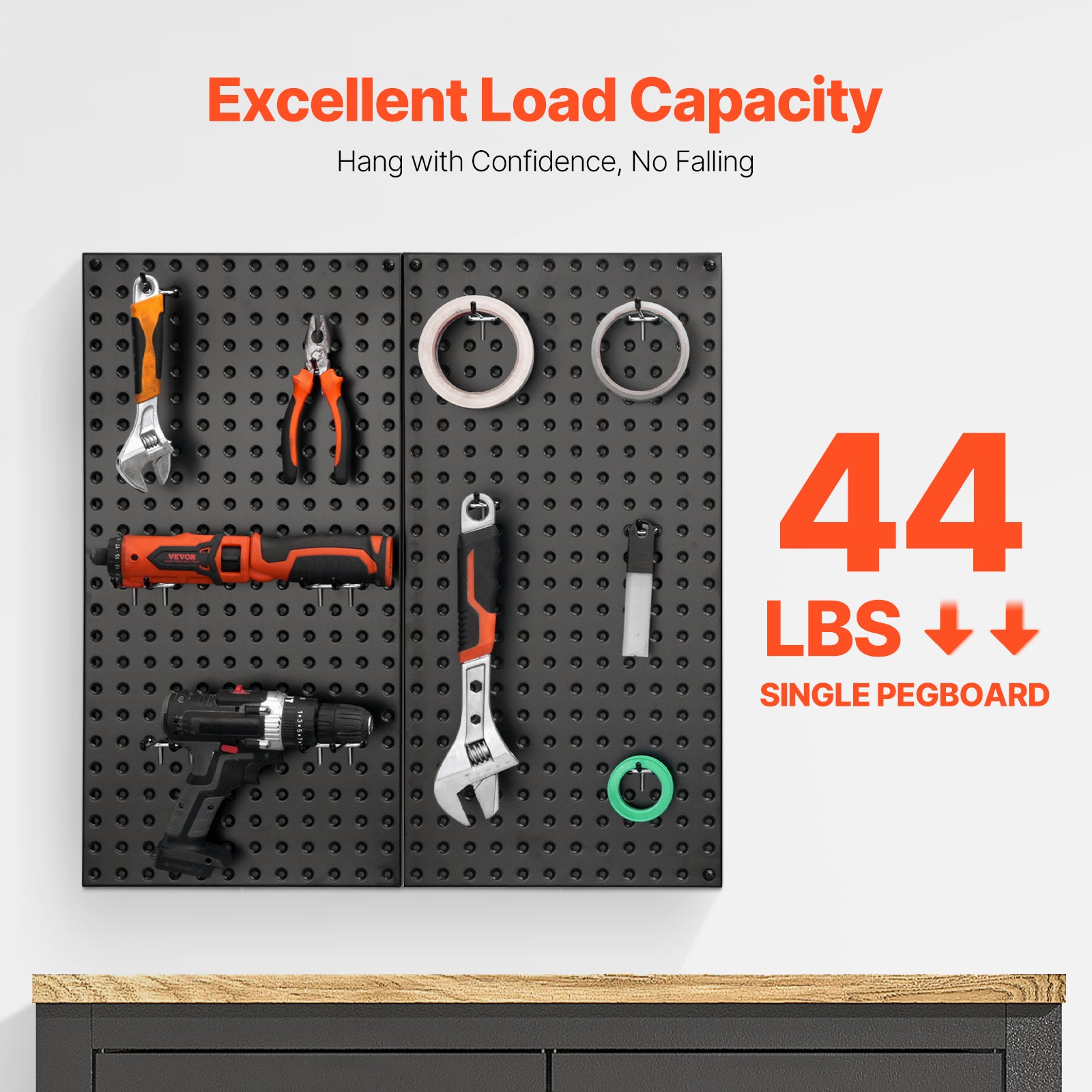 Porte-outils Mural Bomclap En Métal 12cm - Organisateur Garage, Cave, Atelier, Capacité 178 Lbs, Crochets Réglables