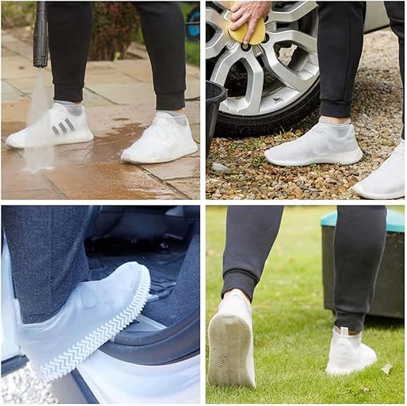 2 Paires Couvre-Chaussures, Silicone Surchaussures Imperméable, Couvre Chaussures Imperméables, de Pluie Réutilisables en Silicone étanche pour Protég - 5