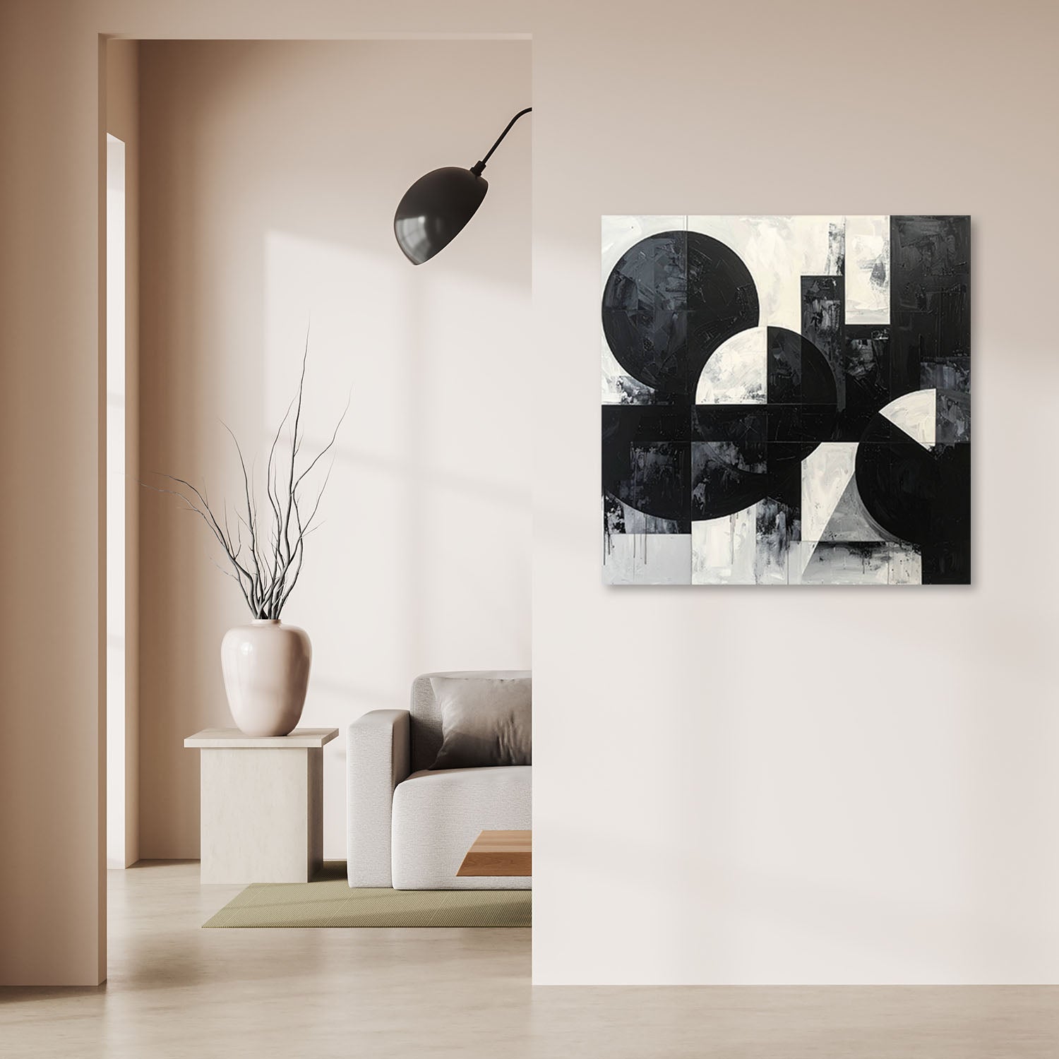 Obraz do salonu biura loftu, Geometryczne formy abstrakcja czarno biały 30x30 - 2