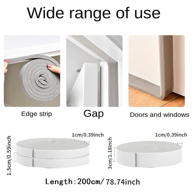2 rollos de tiras de sellado para puertas, sellador aislante para ventanas, cinta de espuma para aire acondicionado, cinta de espuma insonorizada - 3