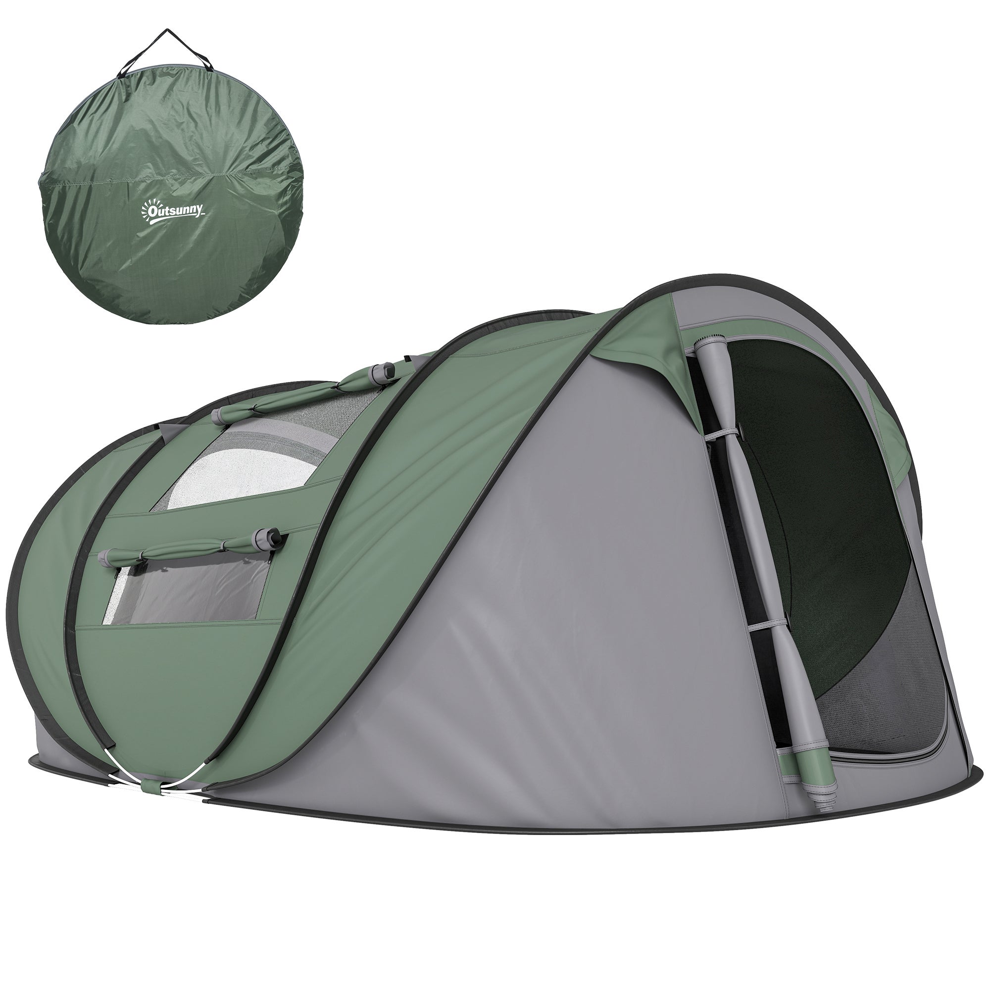 Tienda pop-up 2-3 personas impermeable anti-uv 263x220x123cm verde gris