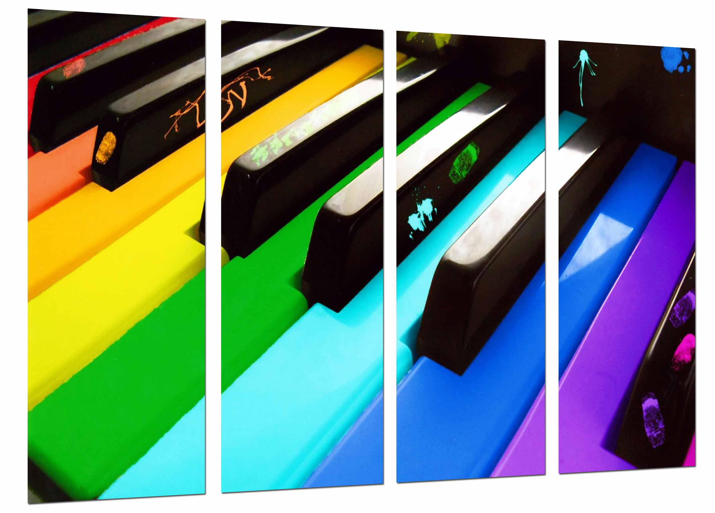 Teclas piano de colores, decoracion musical, impresión fotográfica sobre madera, cuadro moderno decorativo