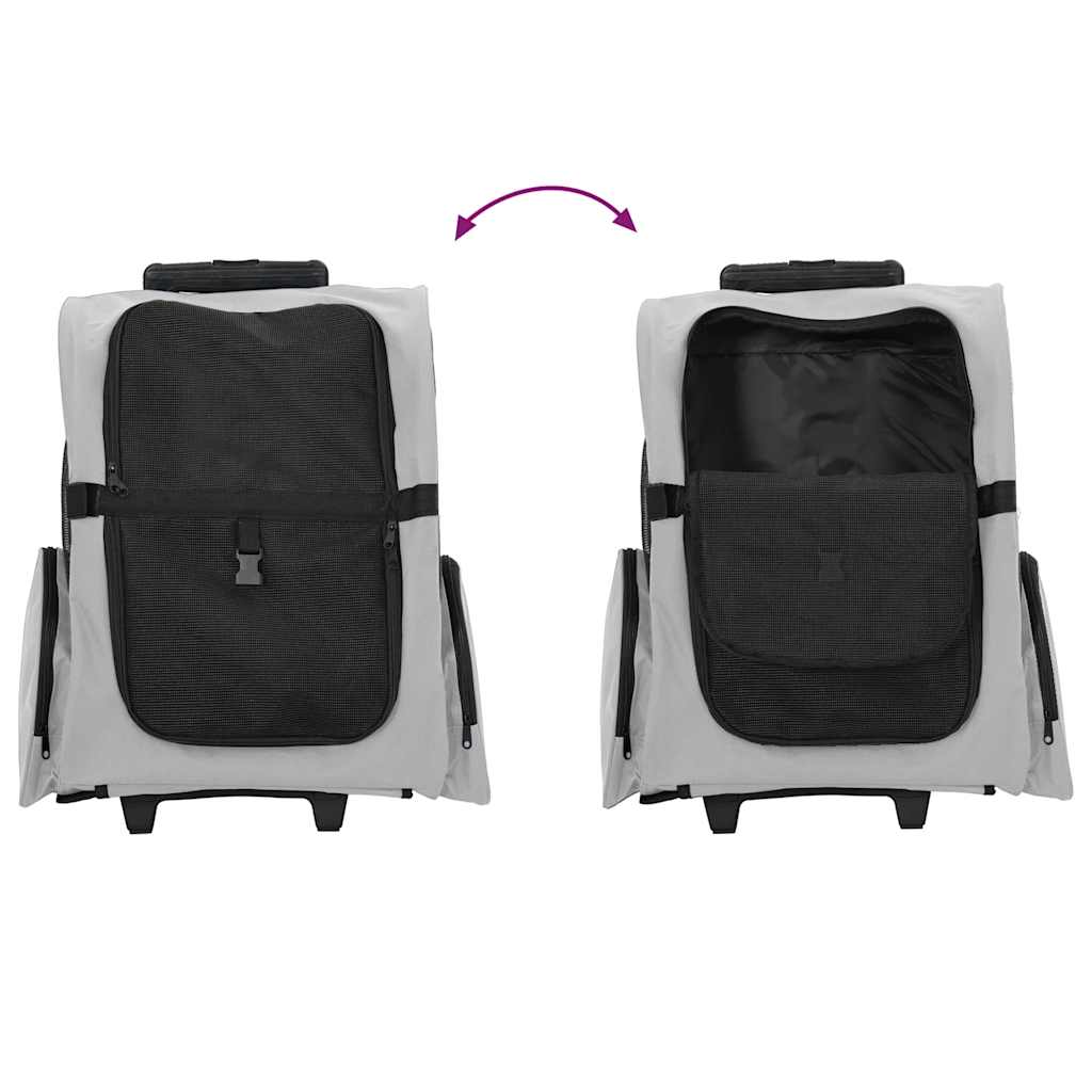 Chariot pour animaux de compagnie 3 en 1 Gris 48 x 32 x (57-106) cm Tissu Oxford vidaXL - 7