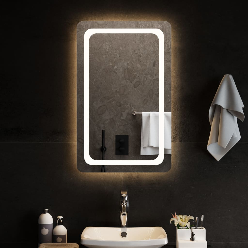 VidaXL Specchio Da Bagno Con LED 60x80 Cm – Argento – Con Illuminazione E Adattatore IP44