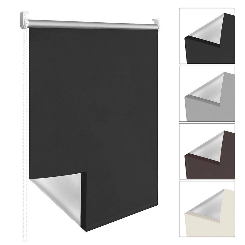Estor enrollable opaco térmico con tracción lateral sin taladrar, montaje sencillo, 40 cm x 160 cm, marrón