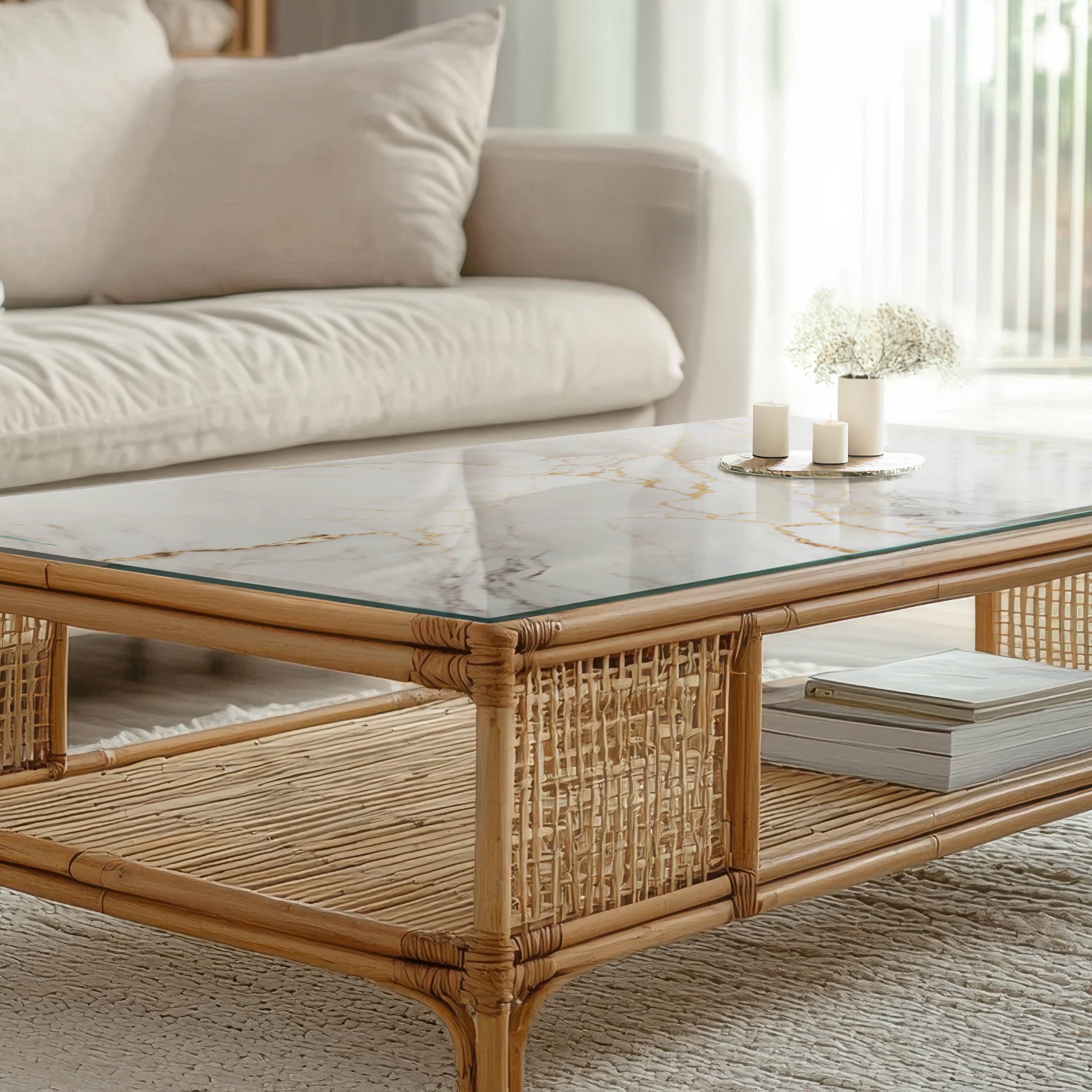 Plateau décoratif pour le salon, la cuisine | Rectangle | Marbre élégant avec veines | 80x60 - 4