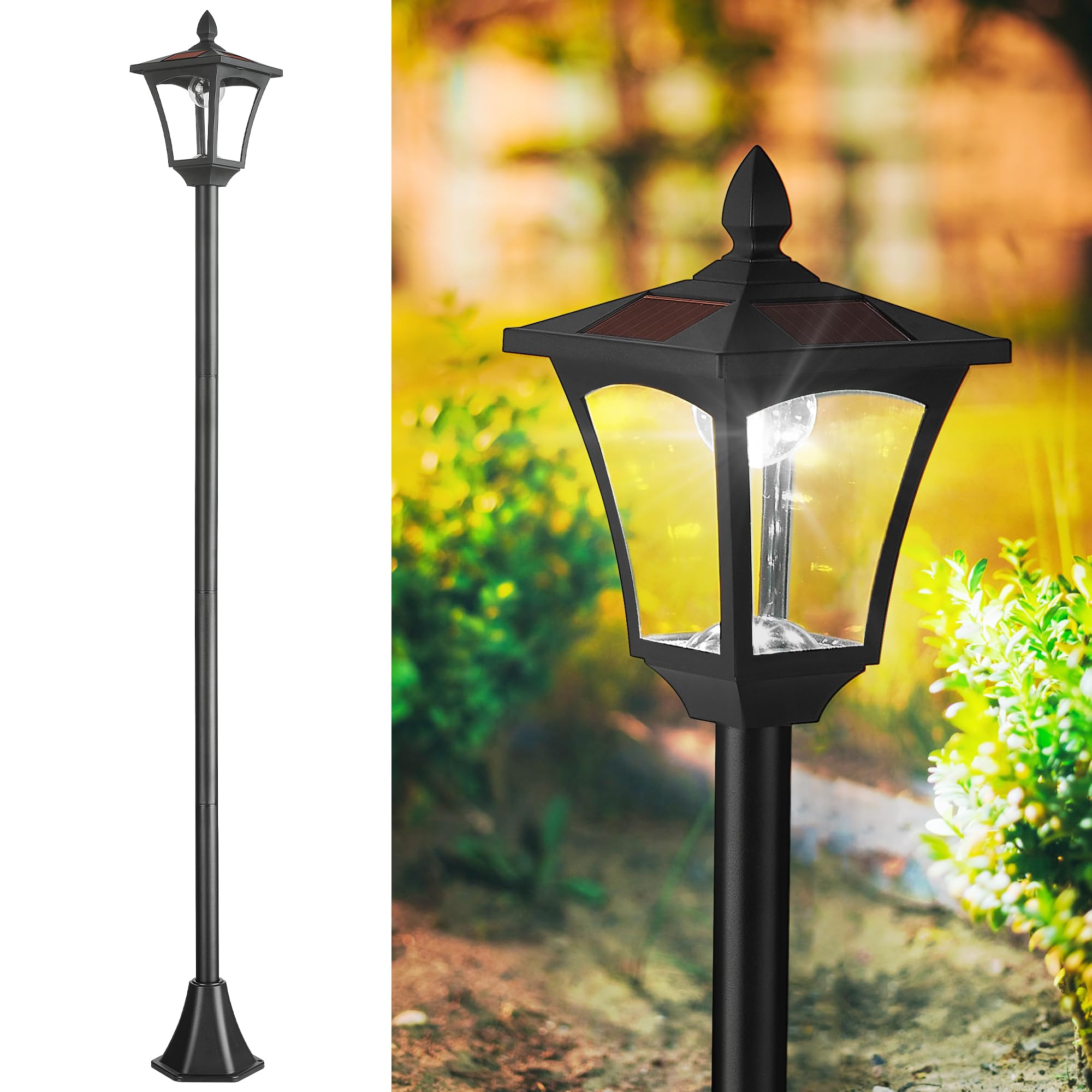 CREATESTAR Luci Solari da Giardino, 2 Pezzi Luci Solari Esterno Bianca Calda e RGB IP55 Impermeabile Lampade per Cortile Marciapiede Patio Prato Paesaggio Vialetto