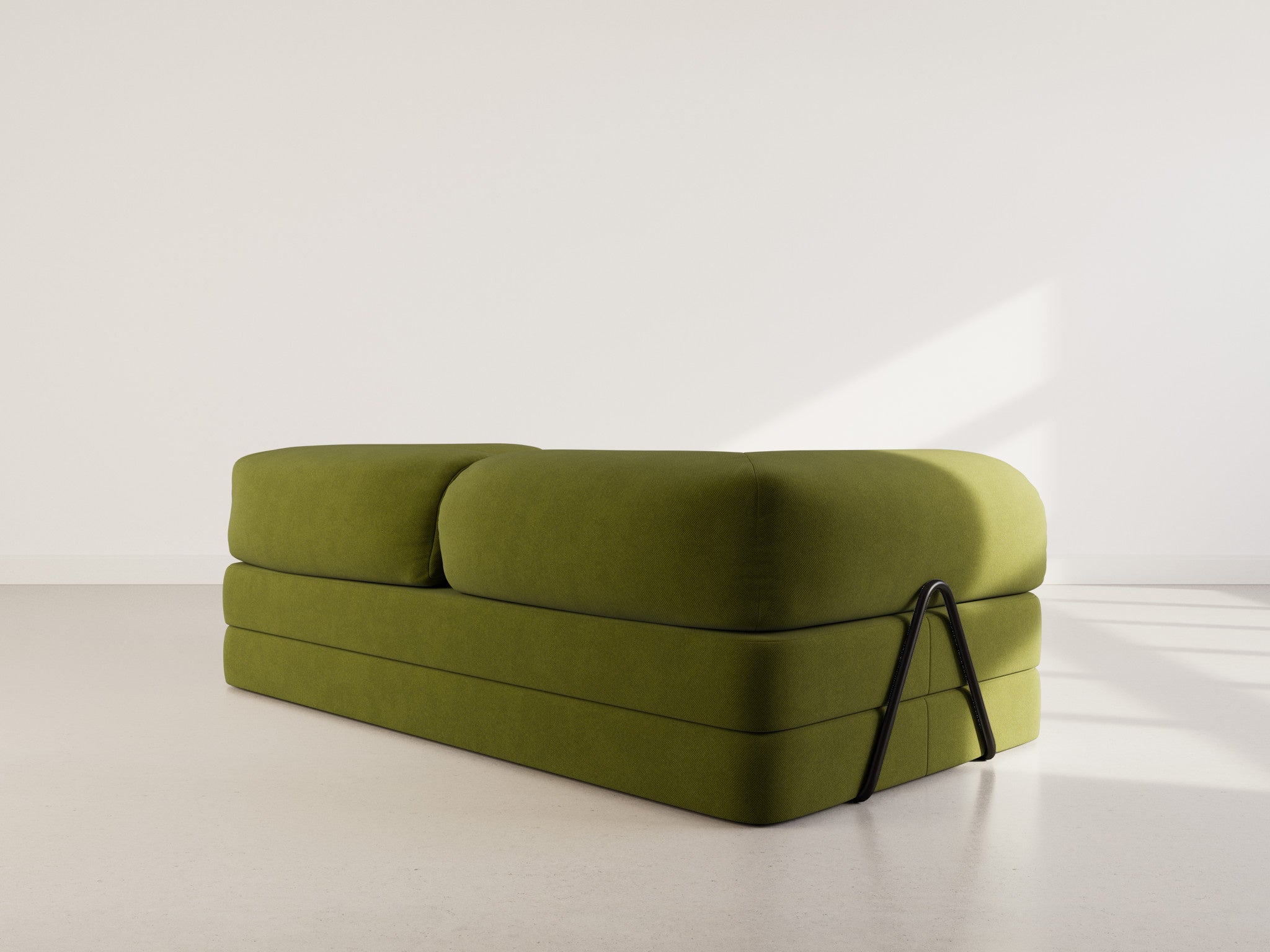 Canapé droit convertible 3 places en velours texturé vert kaki - NEBULA - Best Mobilier - 7