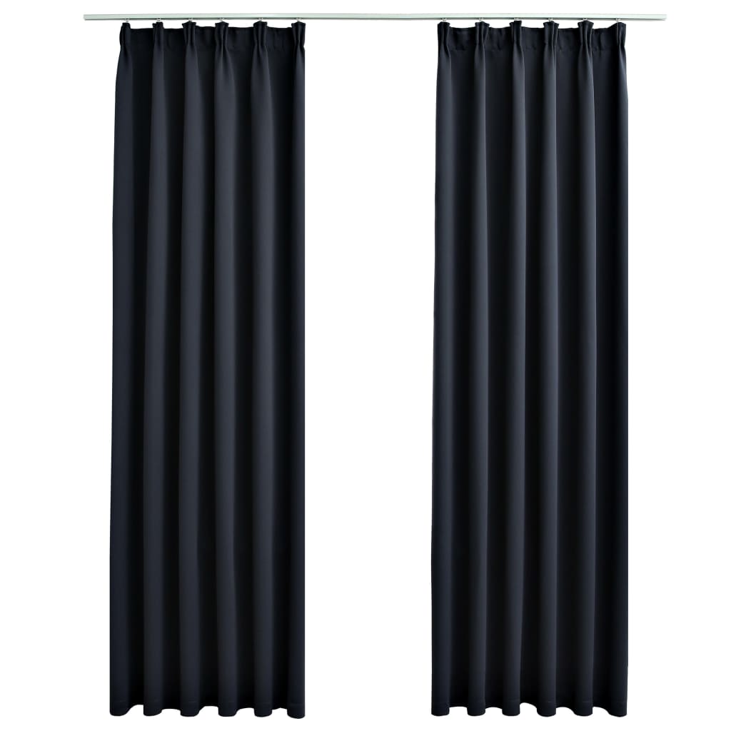 2 piezas cortinas opacas | cortinas oscurantes con ganchos gris antracita 140x245 cm cfw31355