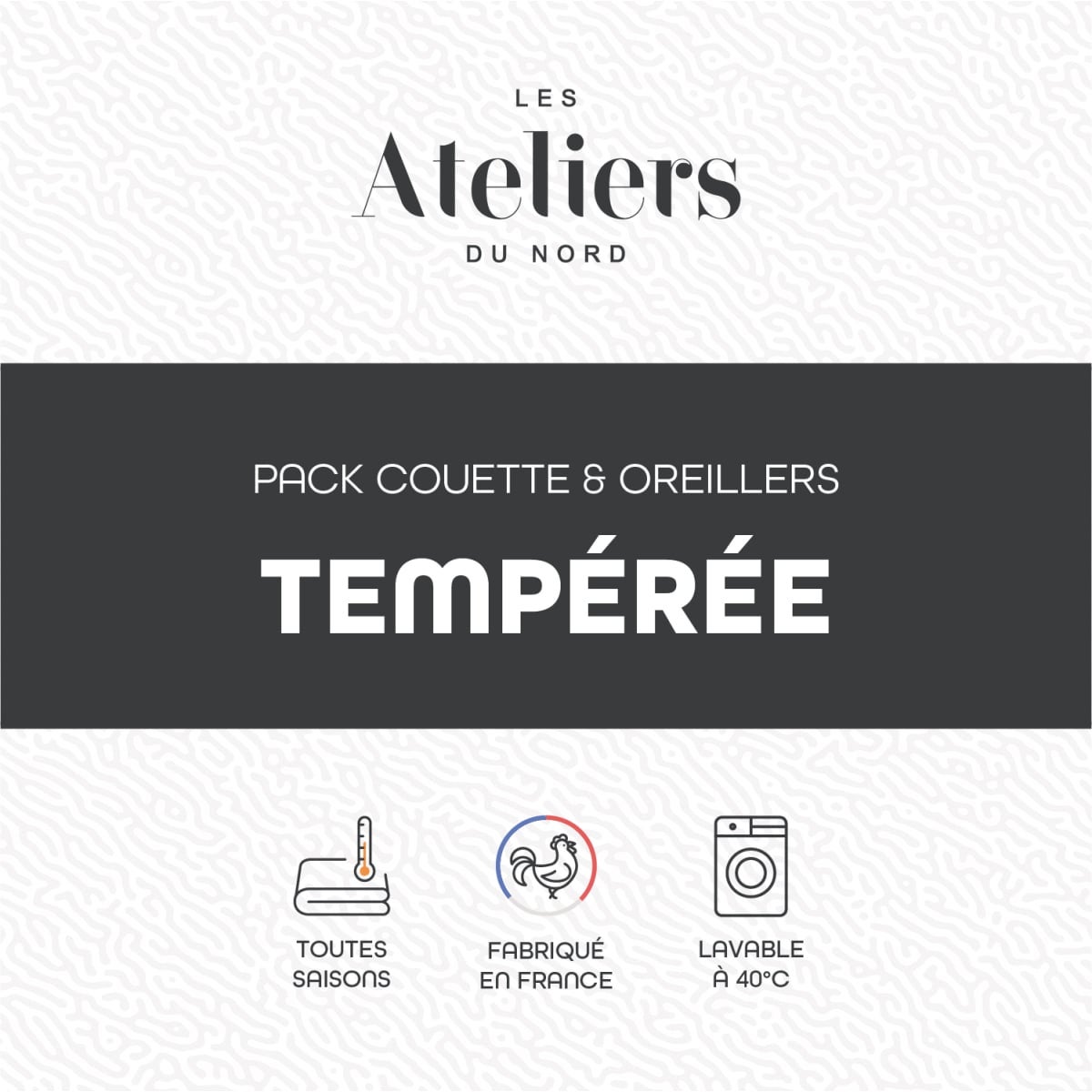 Pack Tempérée Couette 240x260cm + 2 Oreillers moelleux 60x60cm - 4