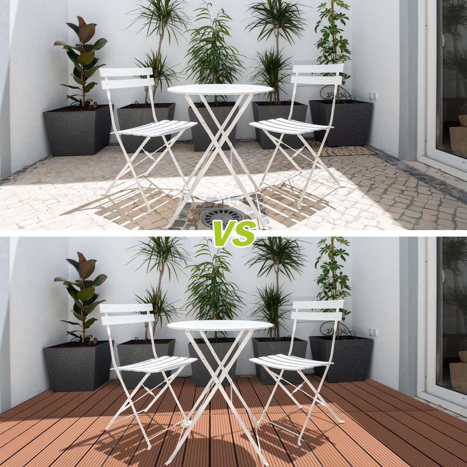 Dalles de terrasse composite marron 30 × 60 cm – Revêtement de sol extérieur pour balcon et jardin, 6 pièces - 8