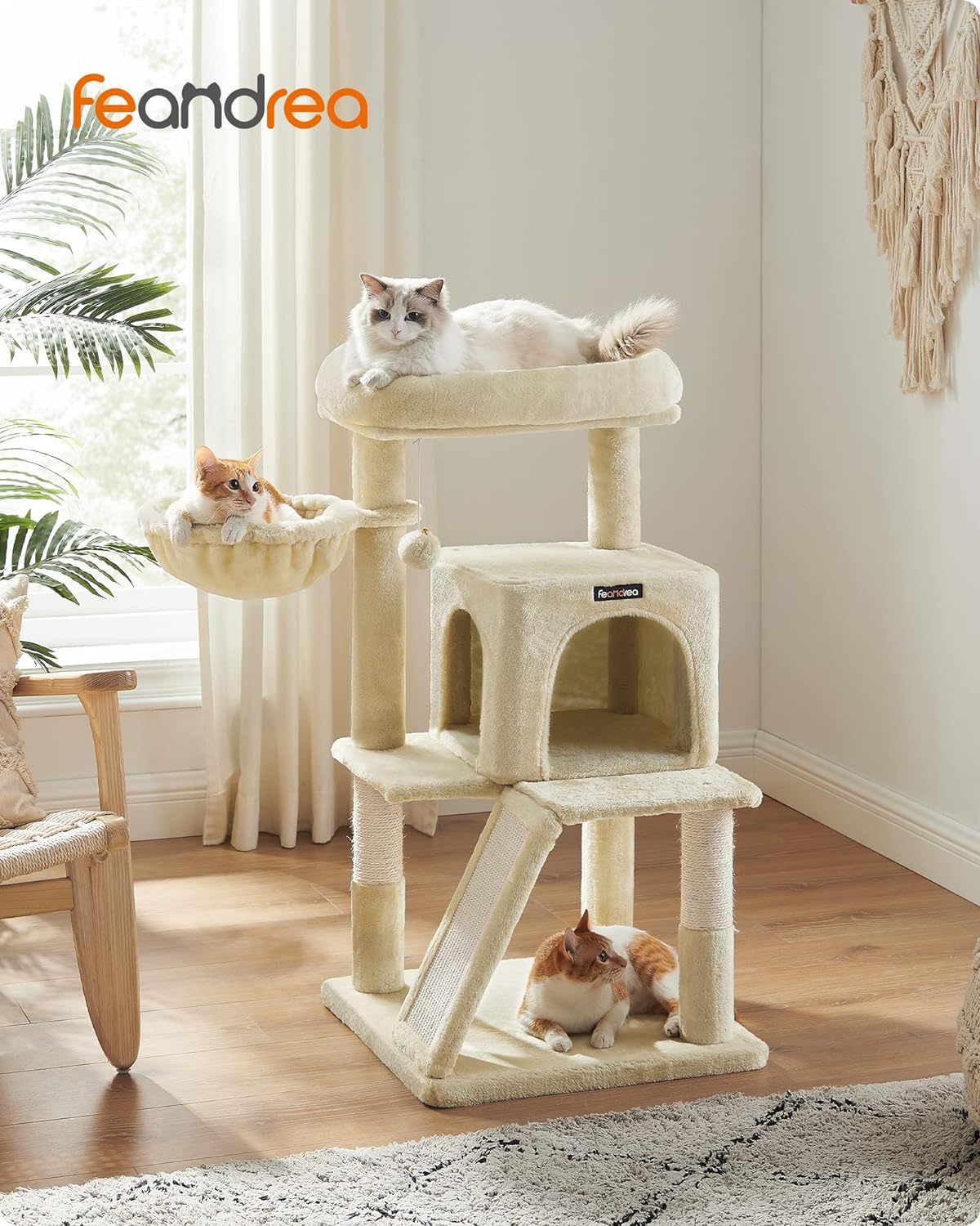 Arbre À Chat, Tour De Jeux, Grand Plate-forme, Beige - 2