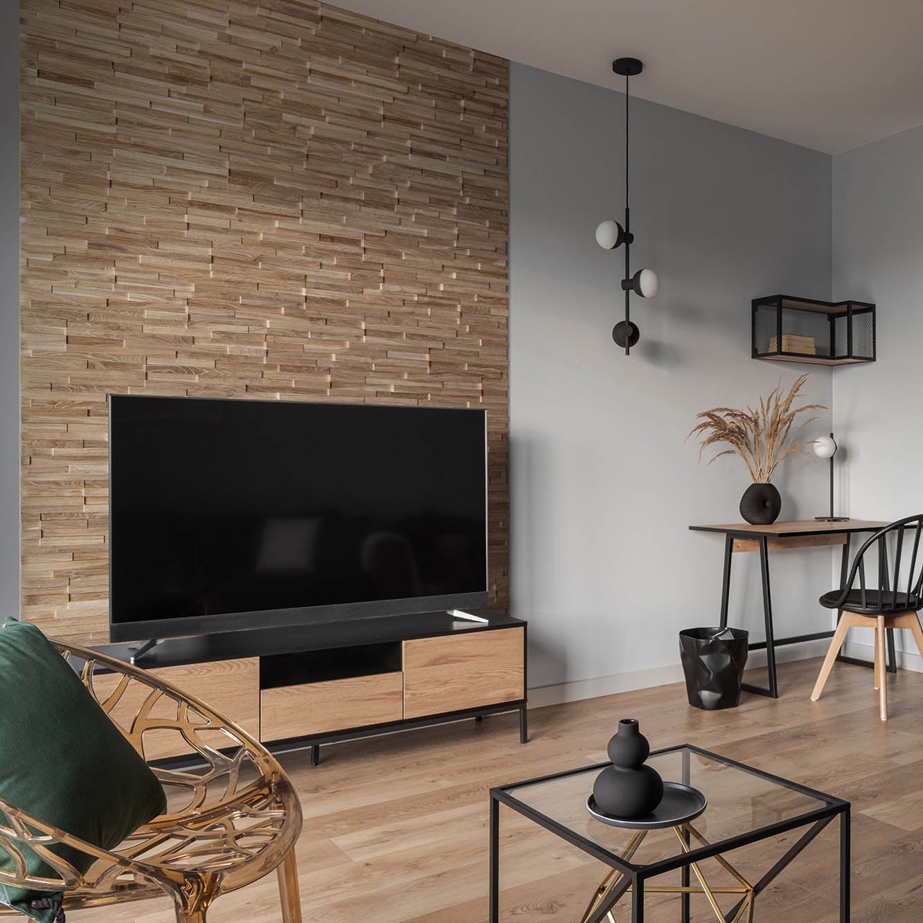 Panel de pared de madera maciza de roble correctus 3d - relieve estructurado - 72 x 10 cm - 1 m²/caja - revestimiento de pared decorativo