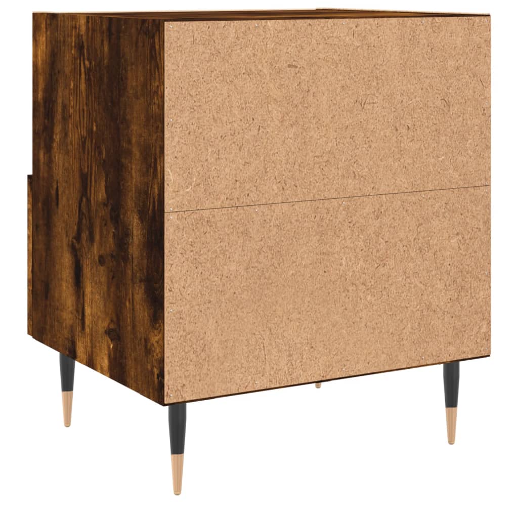 Maison Exclusive - Tables de chevet 2pcs chêne fumé 40x35x47,5cm bois d’ingénierie - 9