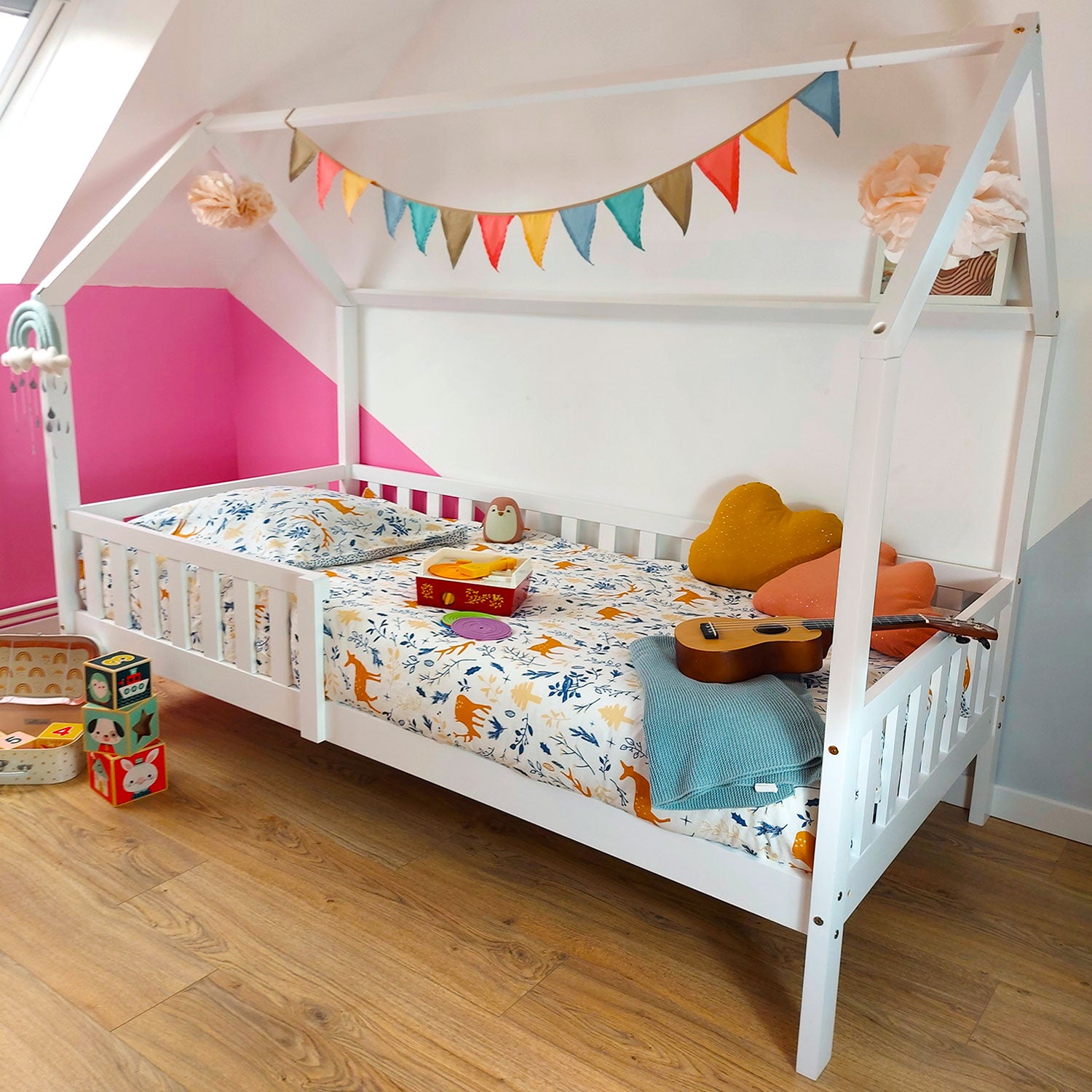 Lit cabane pour enfant 190x90cm blanc MARCEAU - 6