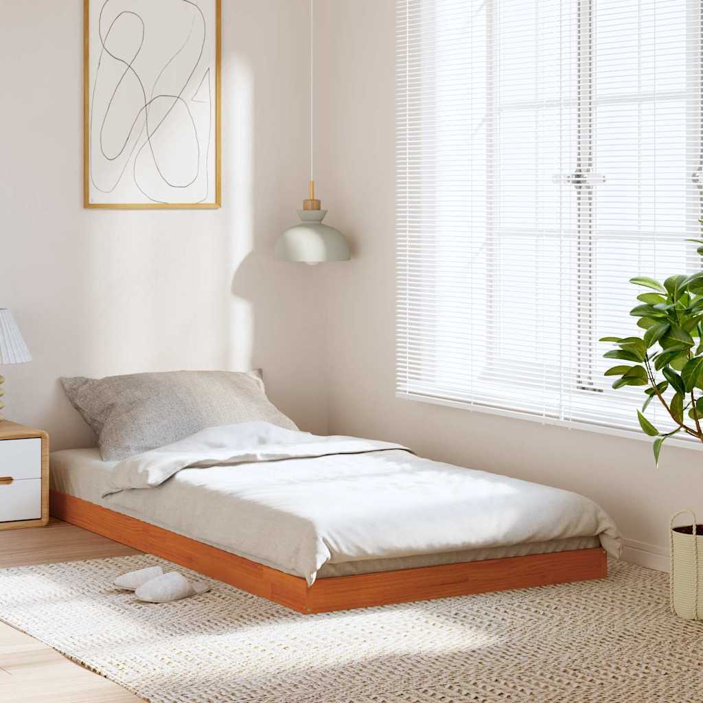 Vidaxl Estructura De Cama Madera Maciza De Pino Cera 75X190 Cm Marrón , Leroy Merlin