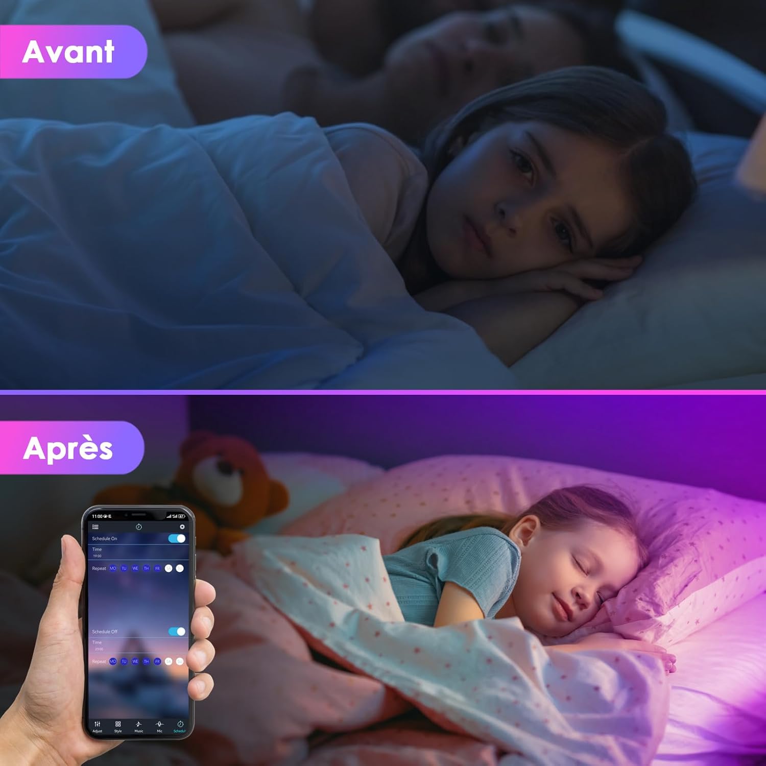 Ruban LED 10M, 1 Rouleau, 30 LED/Mètre, 24V RVB Bande LED, 300 LED, et Télécommande, Synchronisation de la Musique, Mode Minuterie - 5