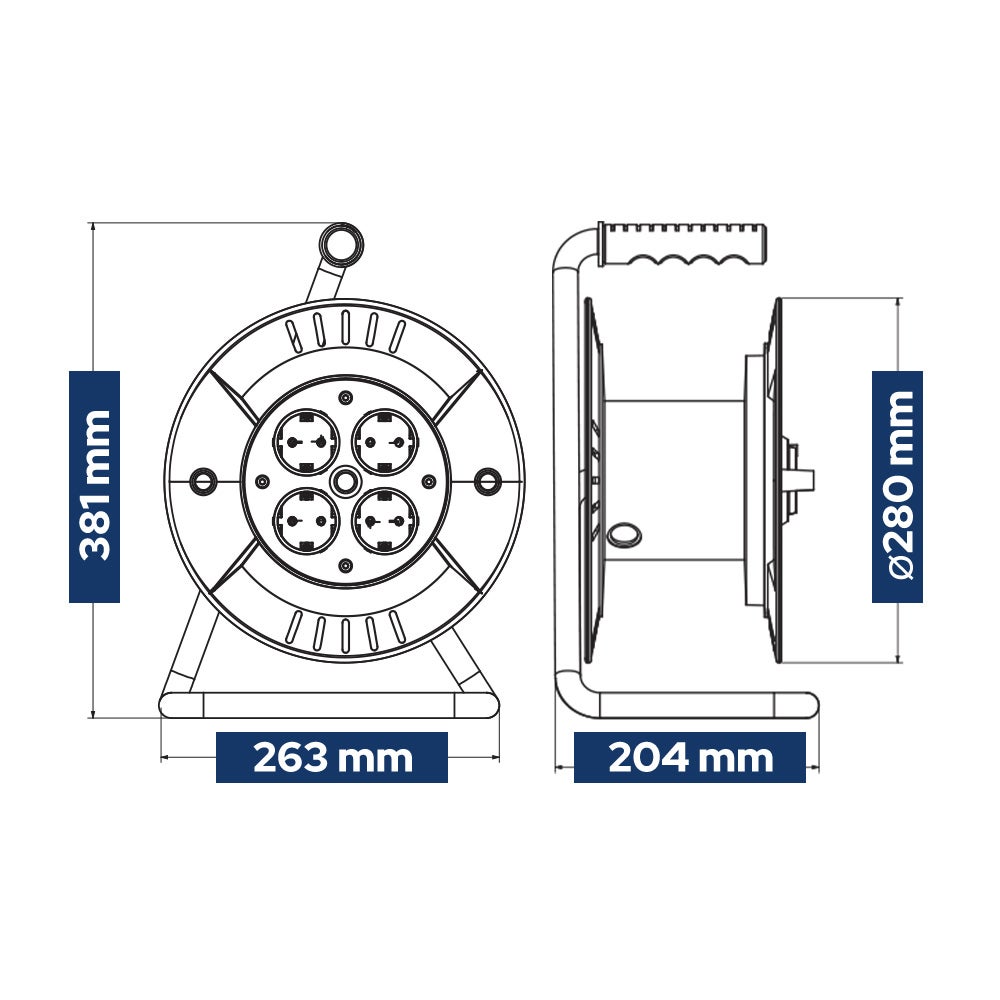 Przedłużacz bębnowy 4-gniazdowy SCHUKO IP44 czarny 3×1,5 mm² 30 m HOROZ - 9