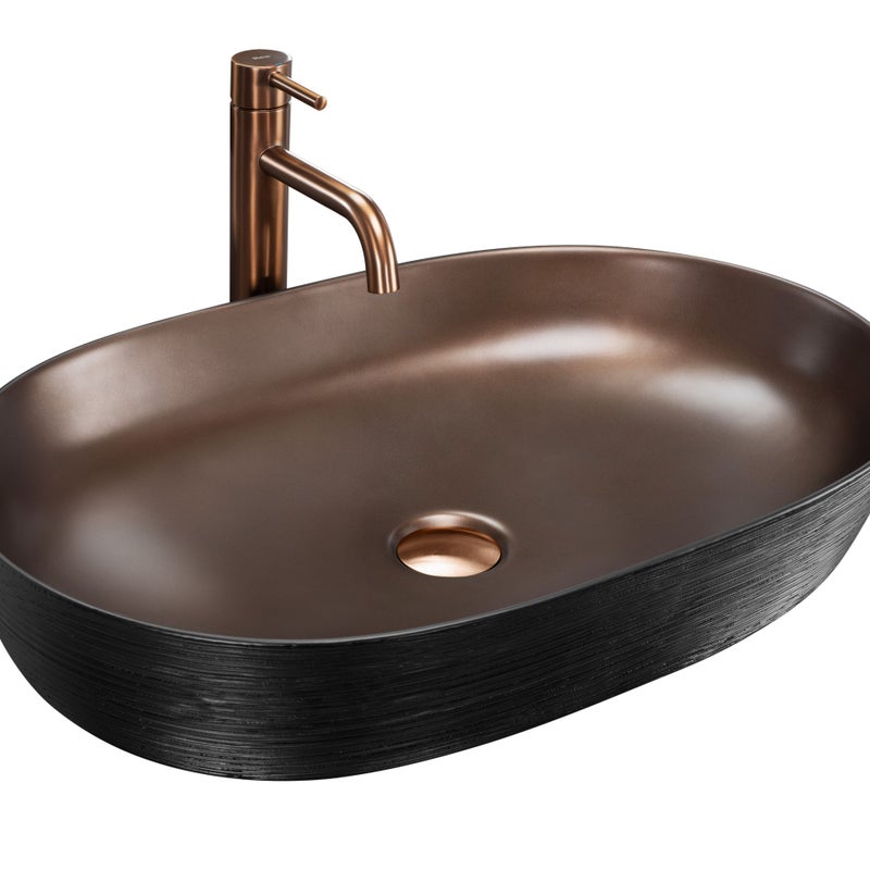 Umywalka Nablatowa Rea Cleo 61 Miedziany Szczotkowany Czarny 60,5 X 41