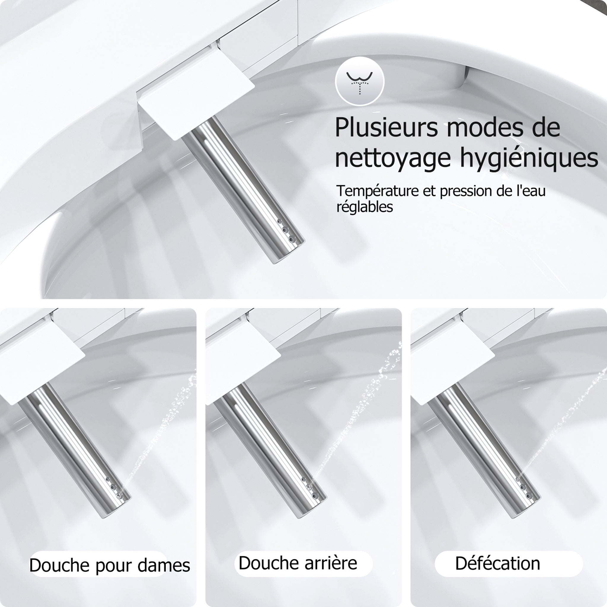 Siège De Toilette Intelligent Bidet Chauffant YTM2411 - Blanc ABS, Ovale, Fixation Universelle