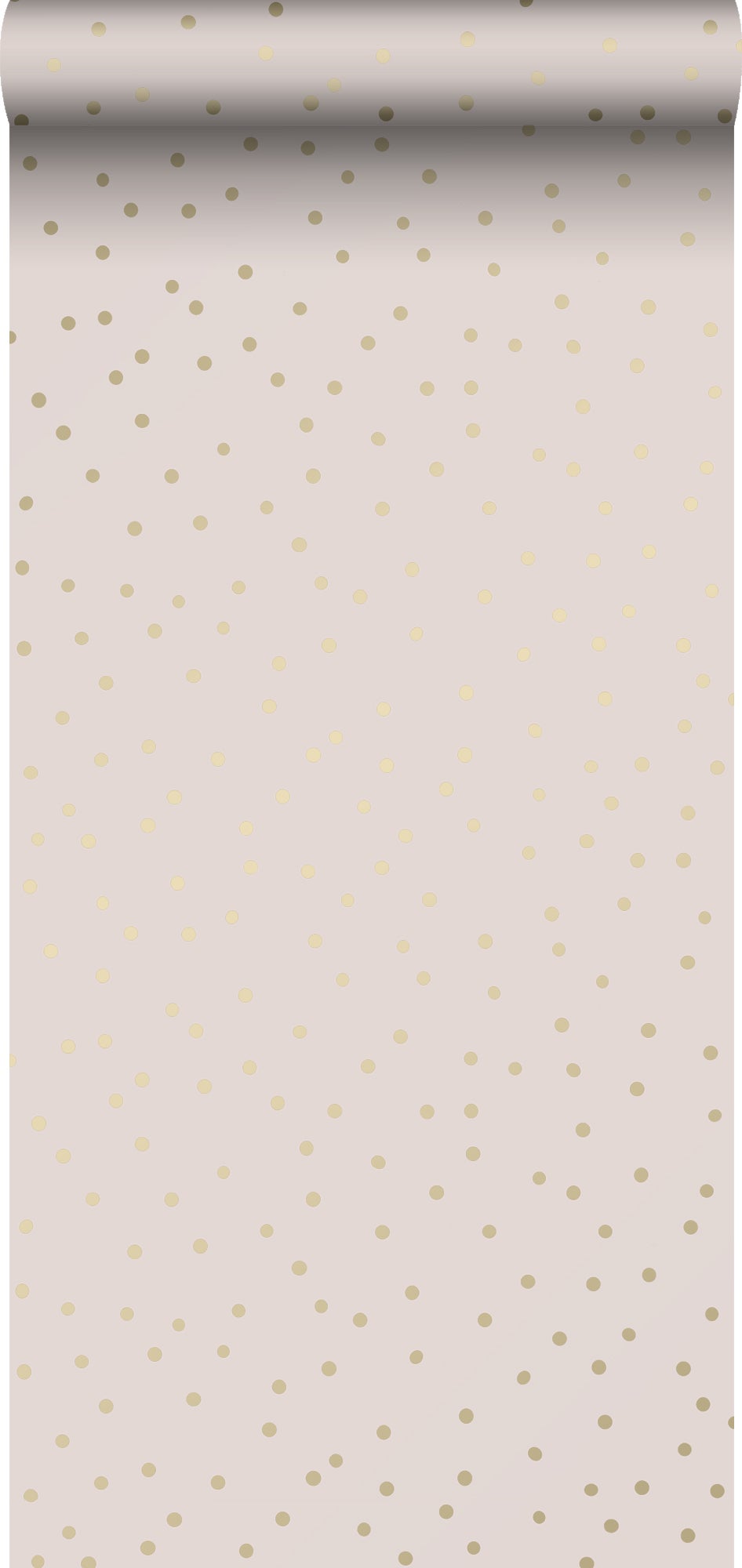 Tapeta kropki starego różuIzłotym - 53 cm x 10.05 m - ESTAHOME