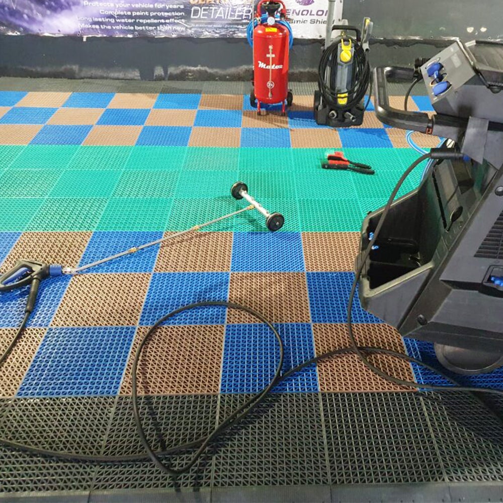 Dalle en PVC renforcé (Gris foncé, 33x33x2cm) - Sols de garage, lave-autos, entrepôts. Zones de travail et de trafic intense - 5