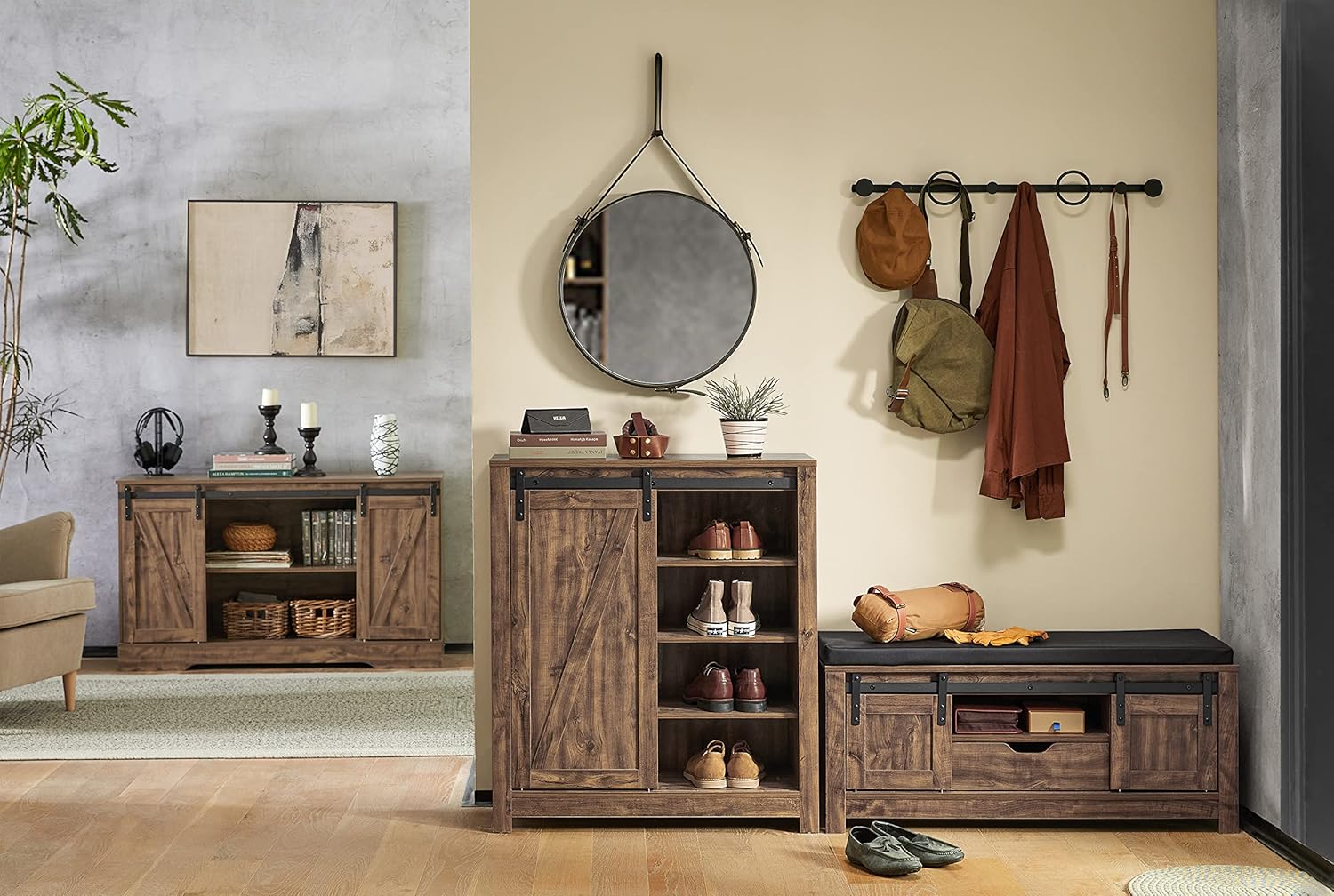 GROF Credenza In Rovere Massello Nordic - Già Assemblabile - Scarpiera O Mobile Per Corridoio/Soggiorno - 2