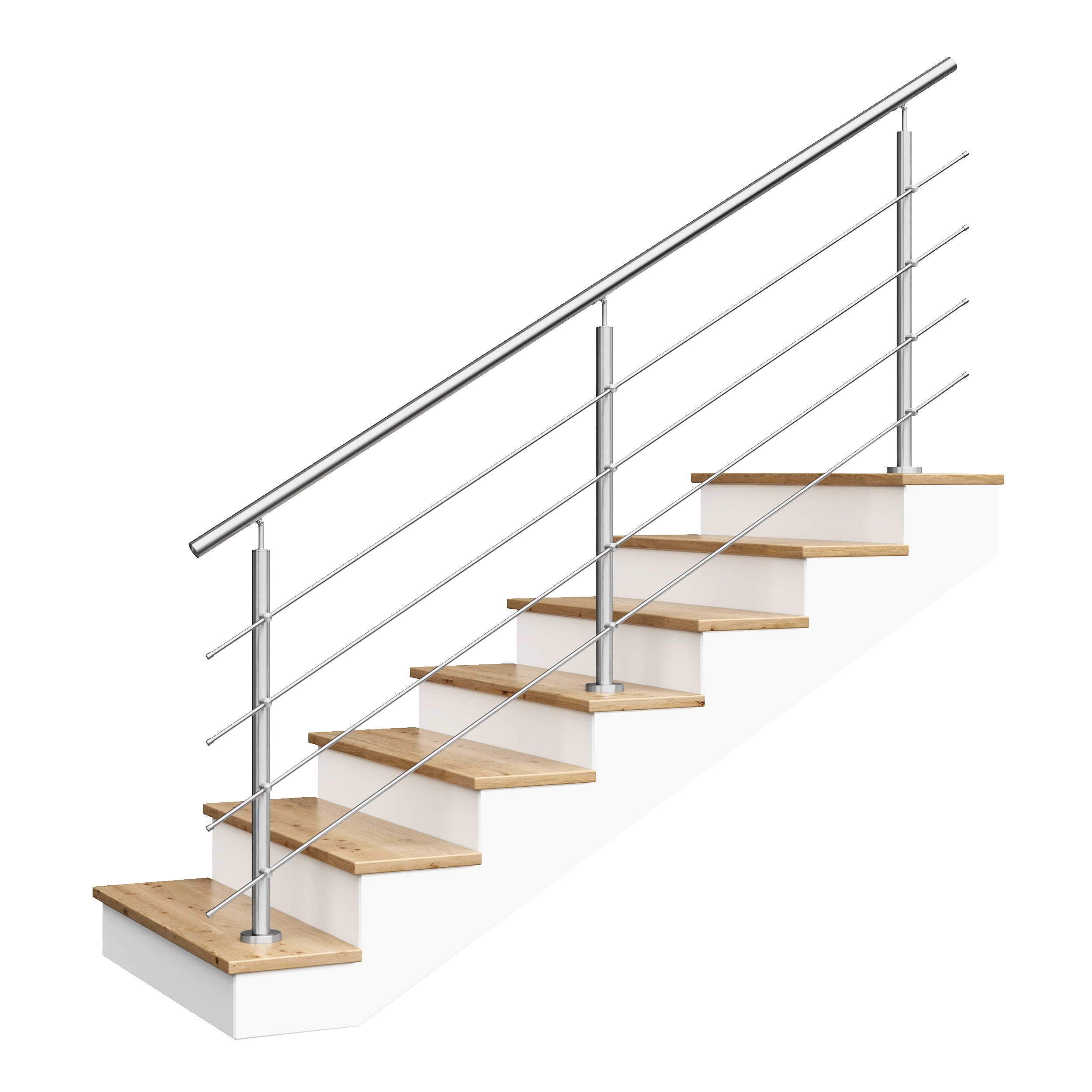Balustrada schodowa - długość 300 cm, barierka AVIS, 4 x fi12 mm, stal nierdzewna, szlifowana