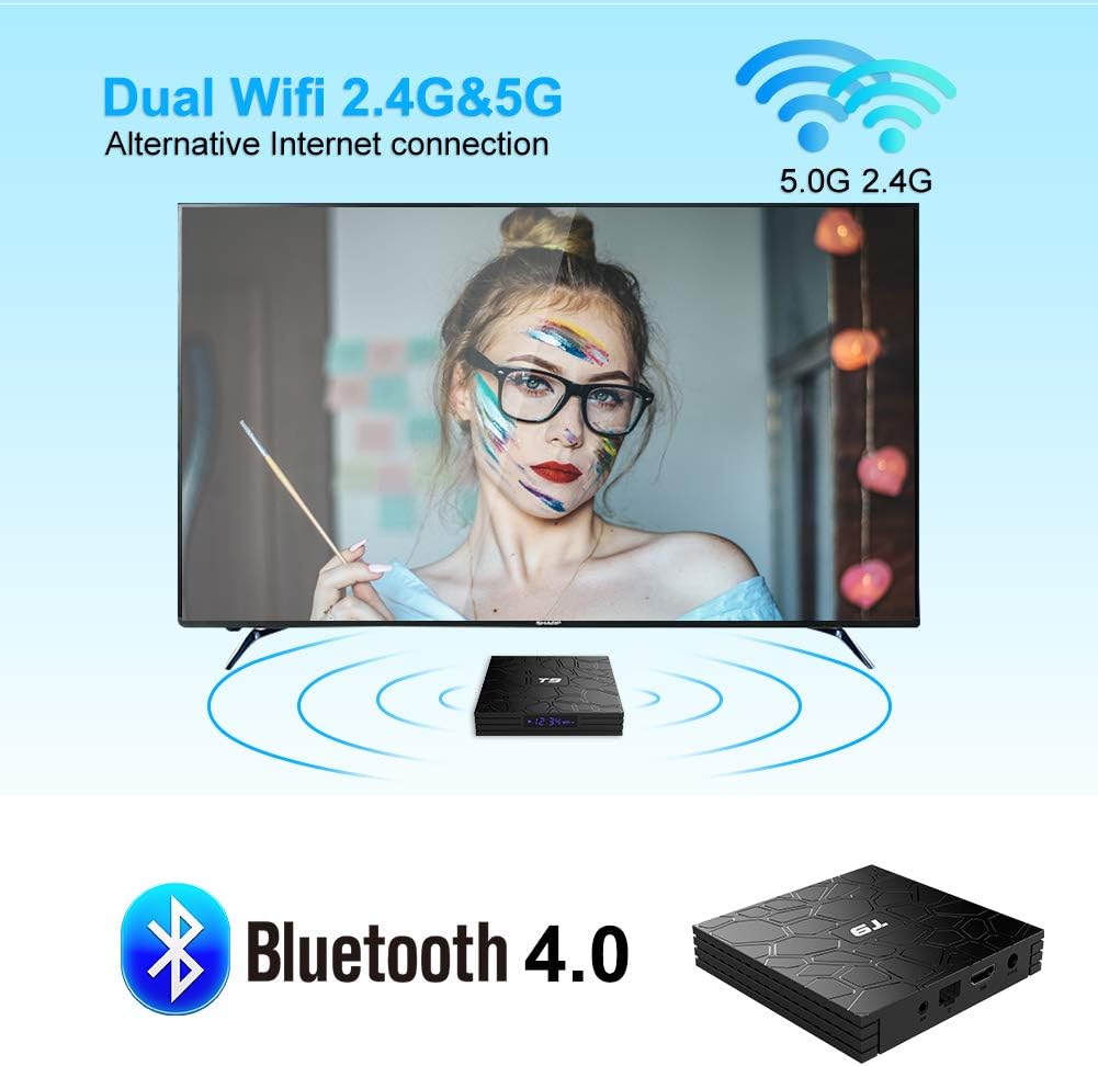 T9 Android 9.0 Boîtier TV 2 Go RAM/16 Go ROM Support 2.4/5.0 GHz WiFi BT4.0 RK3318 Quad-Core 4K 3D HD DLNA Smart TV Box - 5