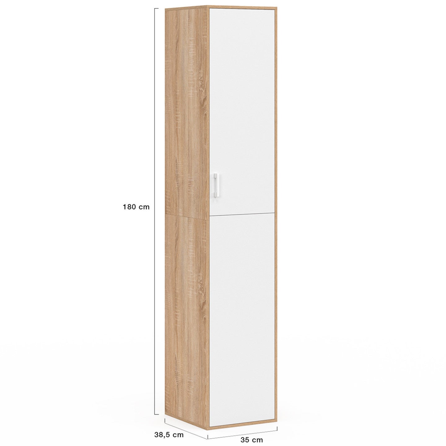 Armoire de bureau 180 cm multifonction SYLVIA blanc et bois 1 porte 3 étagères - 5