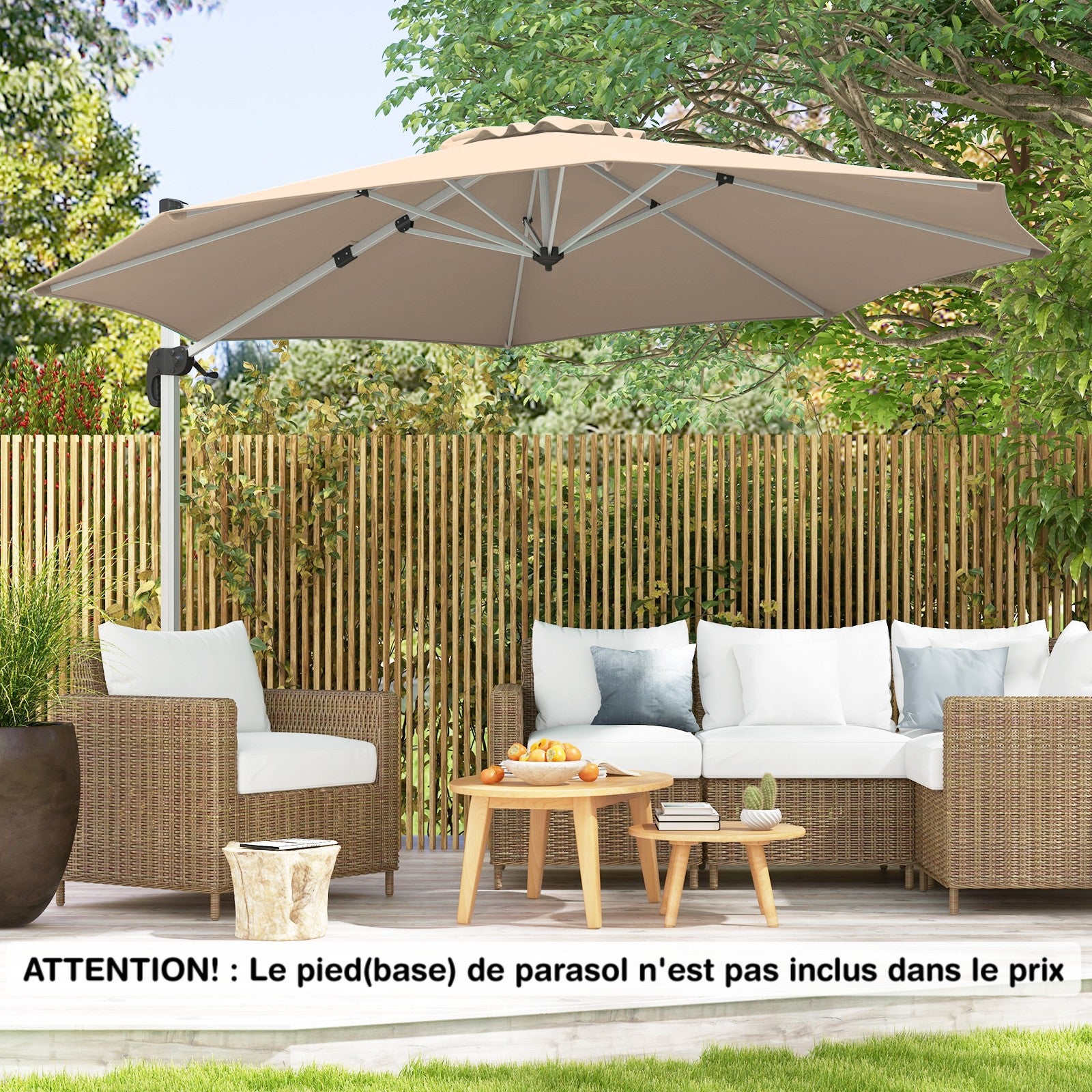 Toile De Rechange Pour Parasol Déporté 3M, 8 Baleines Housse De Rechange Pour Parasol De Jardin