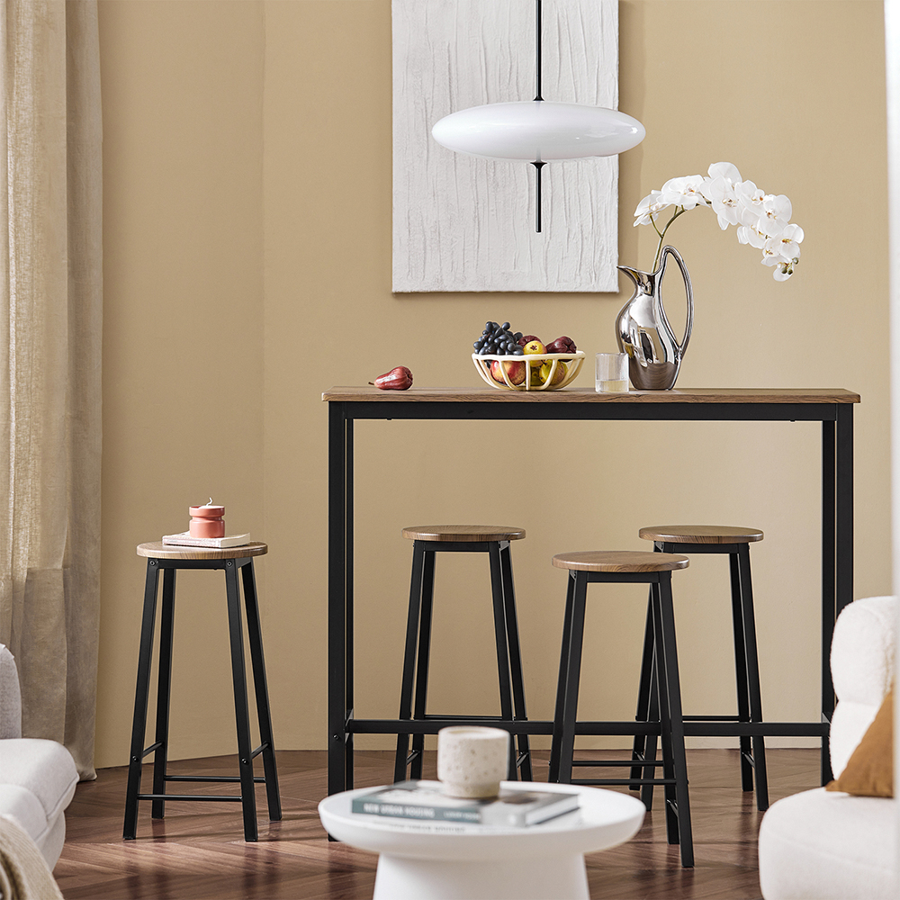 SoBuy OGT22-SCH Set de Table + 4 Tabourets Ensemble Table de Bar Bistrot,Debout Table Haute de Cuisine - 8