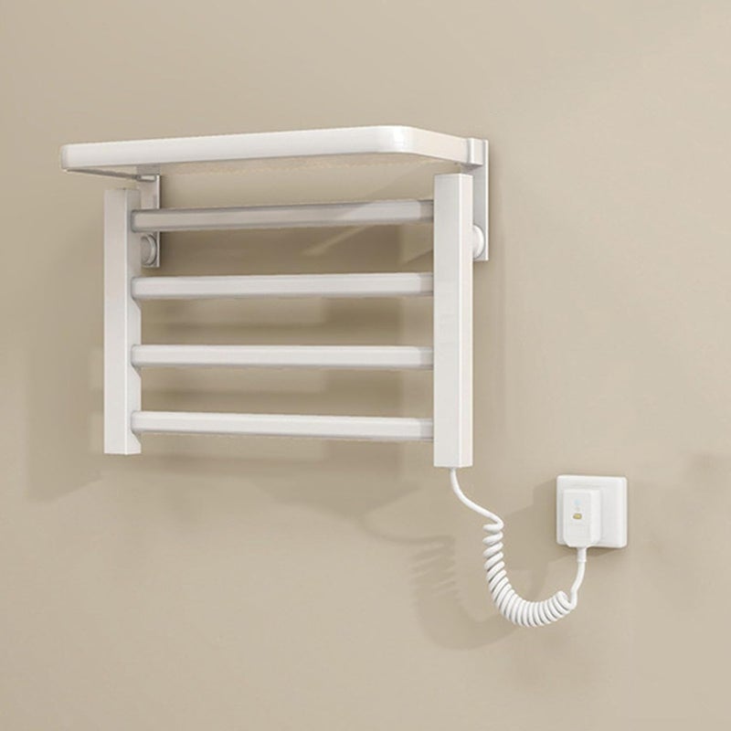 Etryczny grzejnik ścienny na ręczniki do łazienki, ze stopu aluminium, stała temperatura, stopień ochrony IPX4, kolor biały.