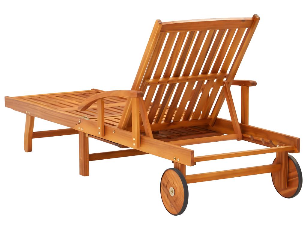 Conjunto de 2 tumbonas hamacas camas de jardín muebles de terraza con cojines madera maciza de acacia 02_0012058 - 4