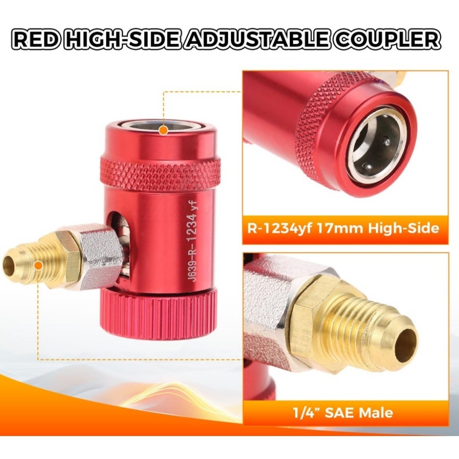 Raccords rapides R1234yf pour climatisation auto, embout mâle 1/4
